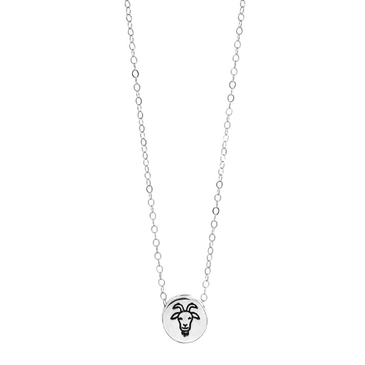 Reversible Goat Sliding Charm Necklace – Small Goat Pendant in Brass, Aluminum, or Sterling Silver