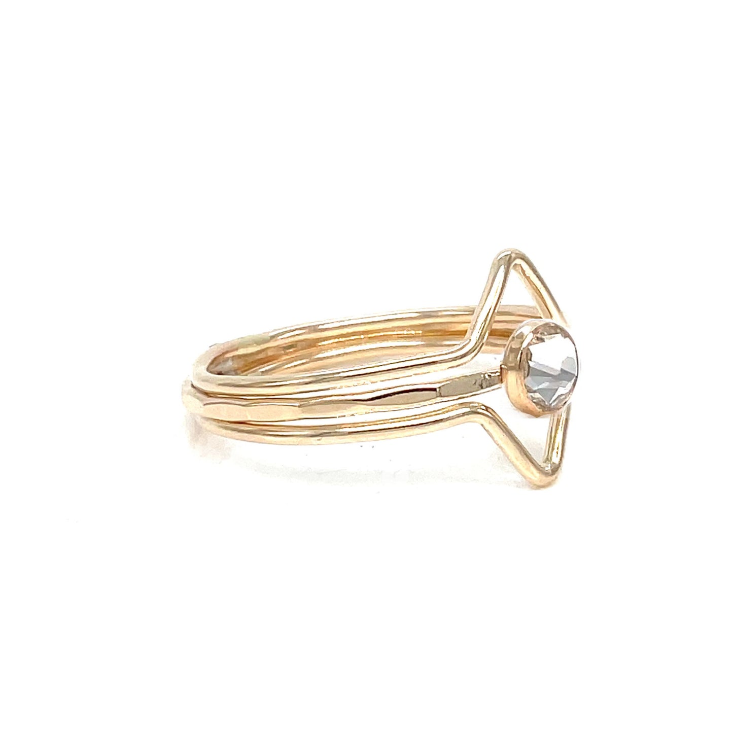 Build Your Own | Ring Set | Crystal Solitaire & Chevron Rings