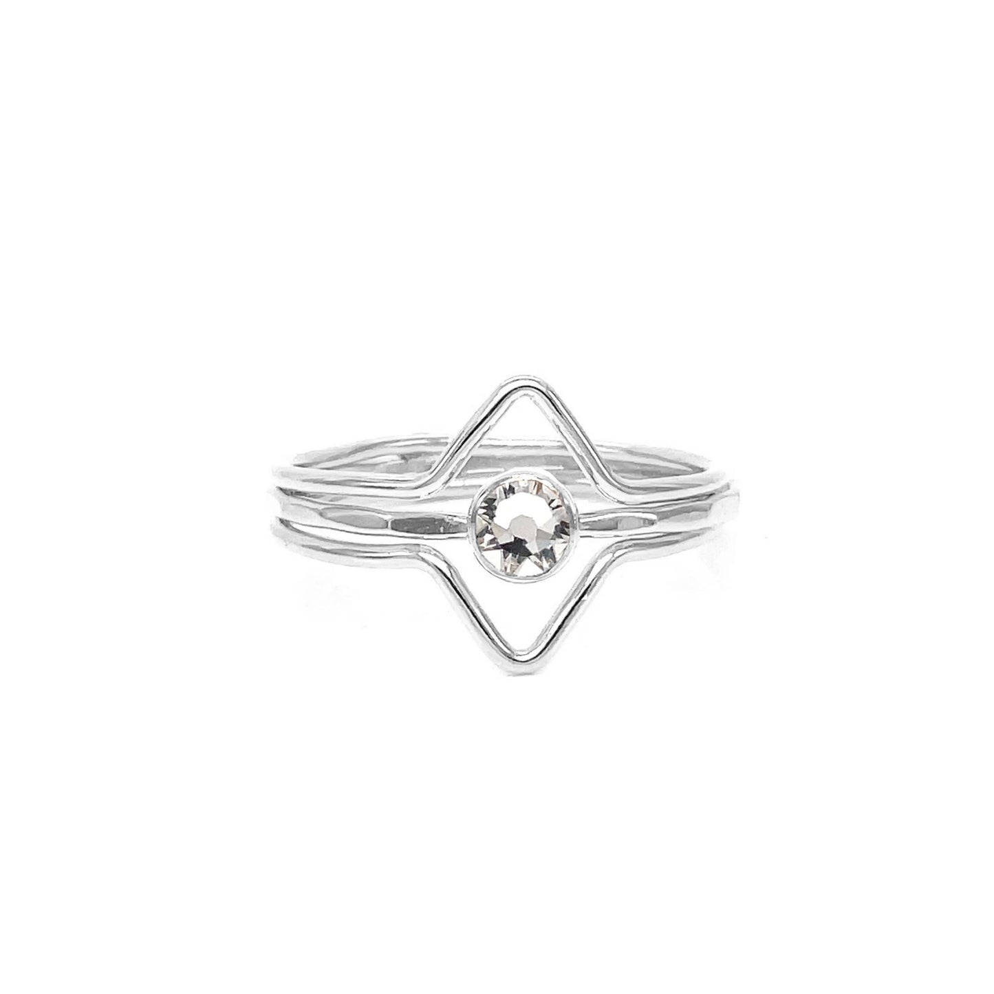 Build Your Own | Ring Set | Crystal Solitaire & Chevron Rings