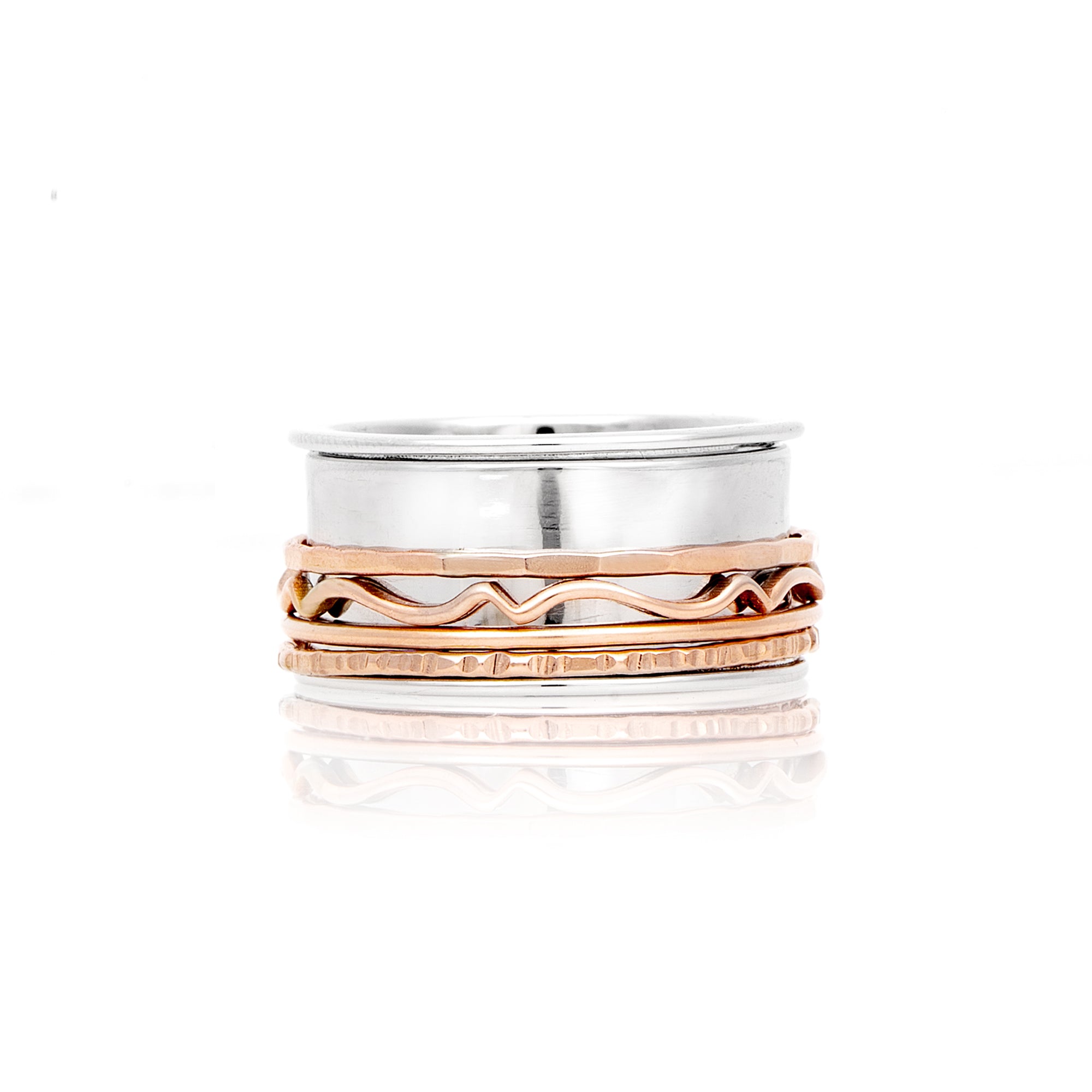 Fidget Ring | Spinner | Wavy and Mixed Texture Stacking Rings – House ...