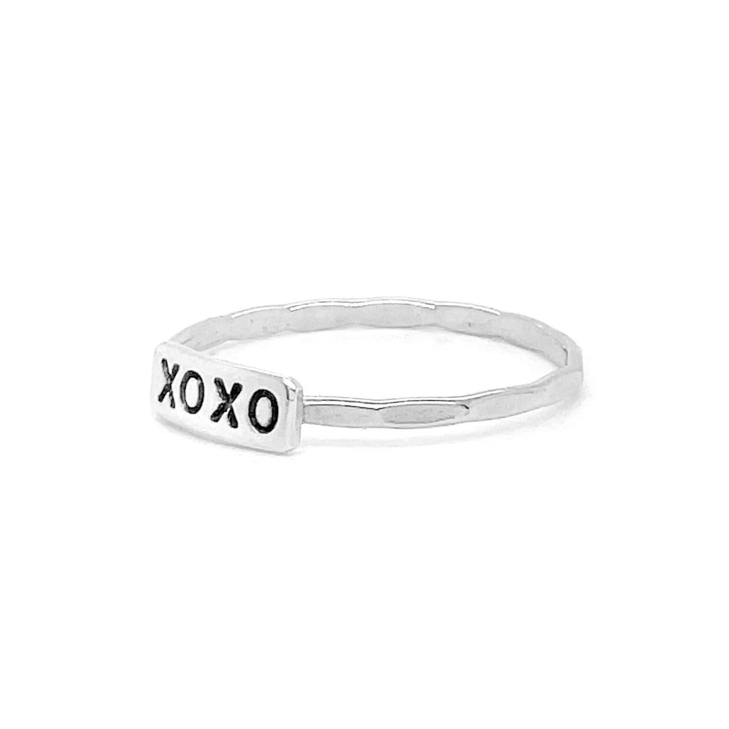 XOXO Text Plaque Stacking Ring