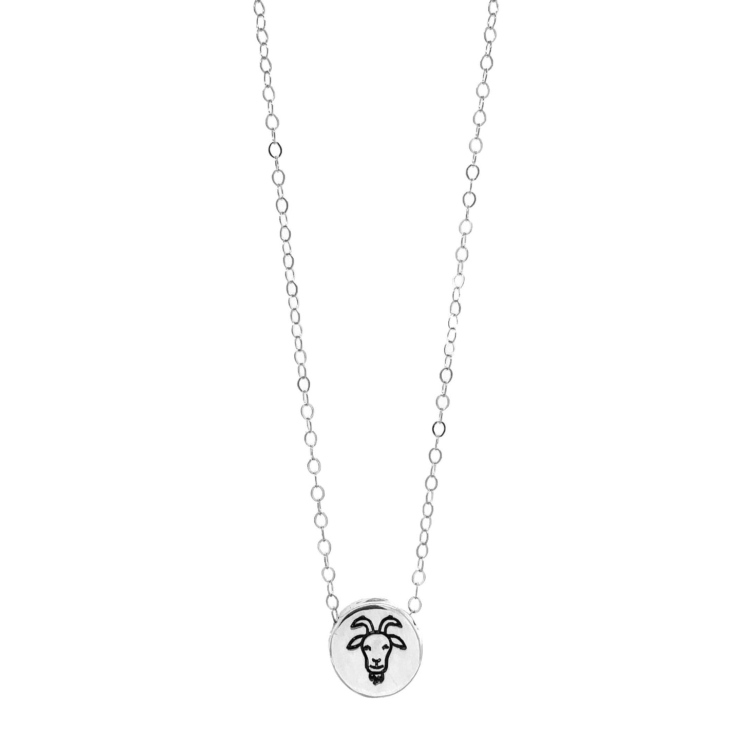Reversible Goat Sliding Charm Necklace – Small Goat Pendant in Brass, Aluminum, or Sterling Silver