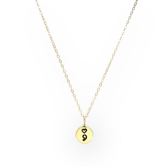 Necklace | Third Inch Bail Charm | Heart Semicolon