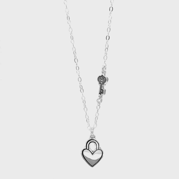 Necklace Heart Padlock Key House of Metalworks